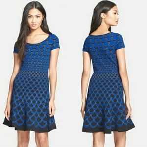 Diane Von Furstenberg Alina Acorn Moon Dress - Admiral Blue & Black - Size Small